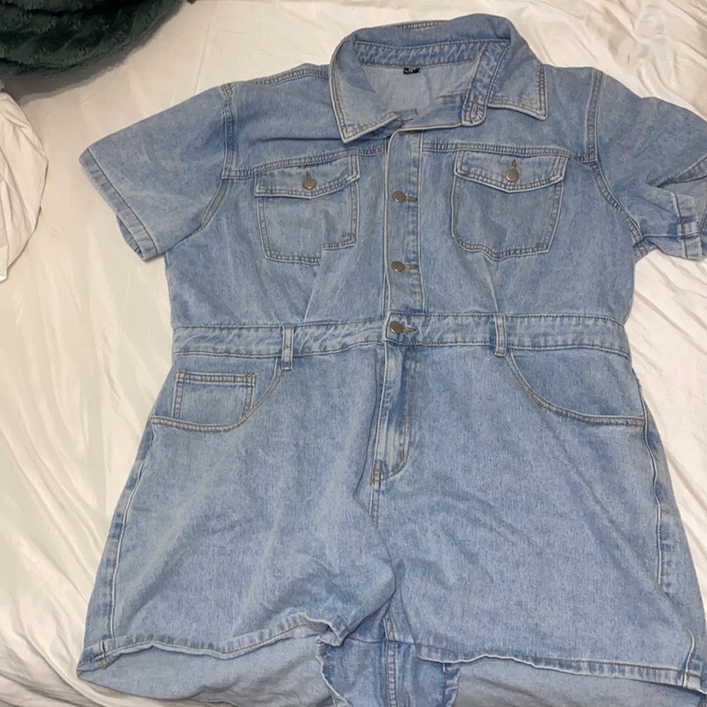 SHEIN denim romper shorts